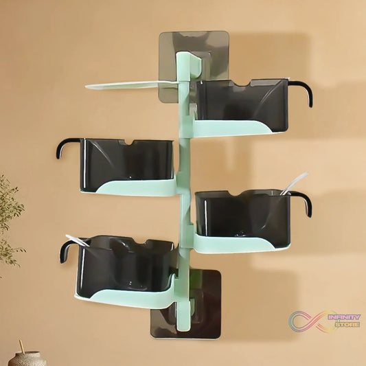 Rotating Spice Jars Vertical Rotatable Seasoning Box 5 Section / Tier With 5 Spoon (1 Set) - infinityexculsivestore.com