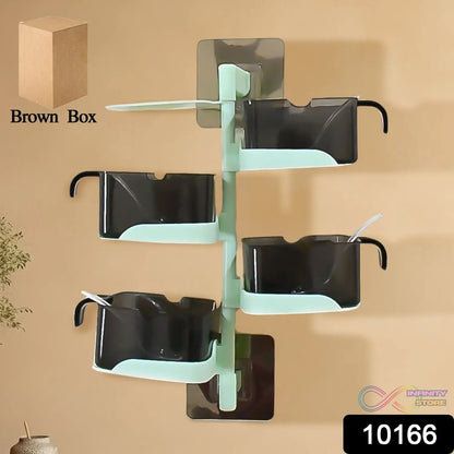 Rotating Spice Jars Vertical Rotatable Seasoning Box 5 Section / Tier With 5 Spoon (1 Set) - infinityexculsivestore.com