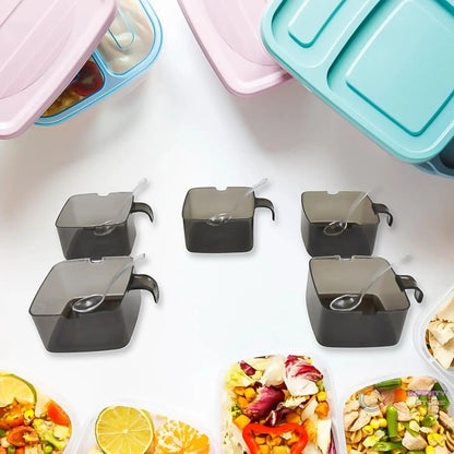 Rotating Spice Jars Vertical Rotatable Seasoning Box 5 Section / Tier With 5 Spoon (1 Set) - infinityexculsivestore.com