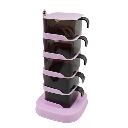 Rotating Spice Jars Vertical Rotatable Seasoning Box 5 Section / Tier With 5 Spoon (1 Set) - infinityexculsivestore.com