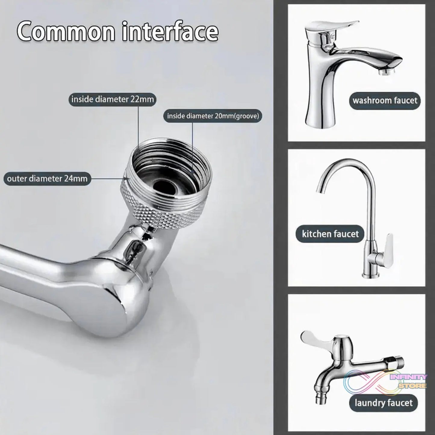 Water-saving faucet filter with 1080-degree rotation