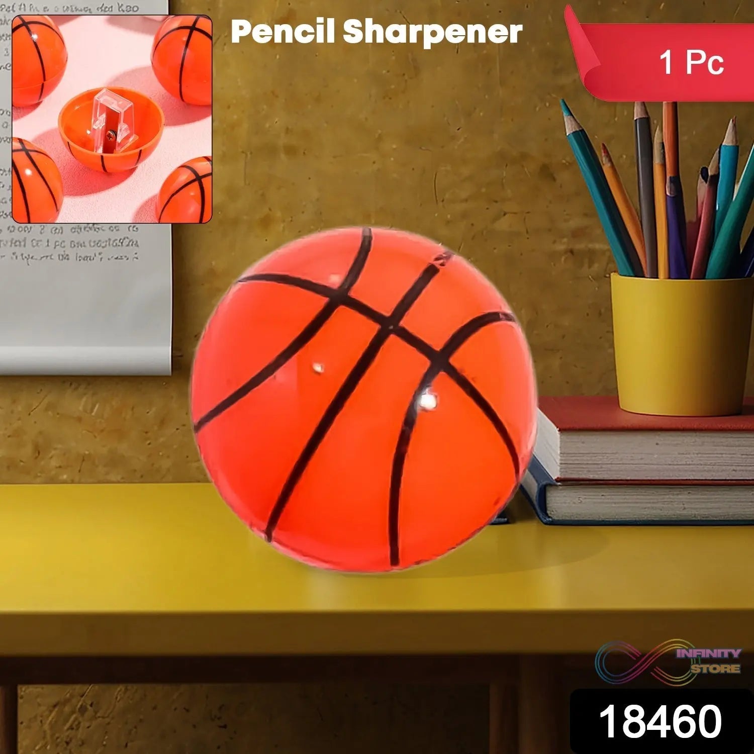 Round Basketball Shaped Pencil Sharpener (1 Pc) - infinityexculsivestore.com