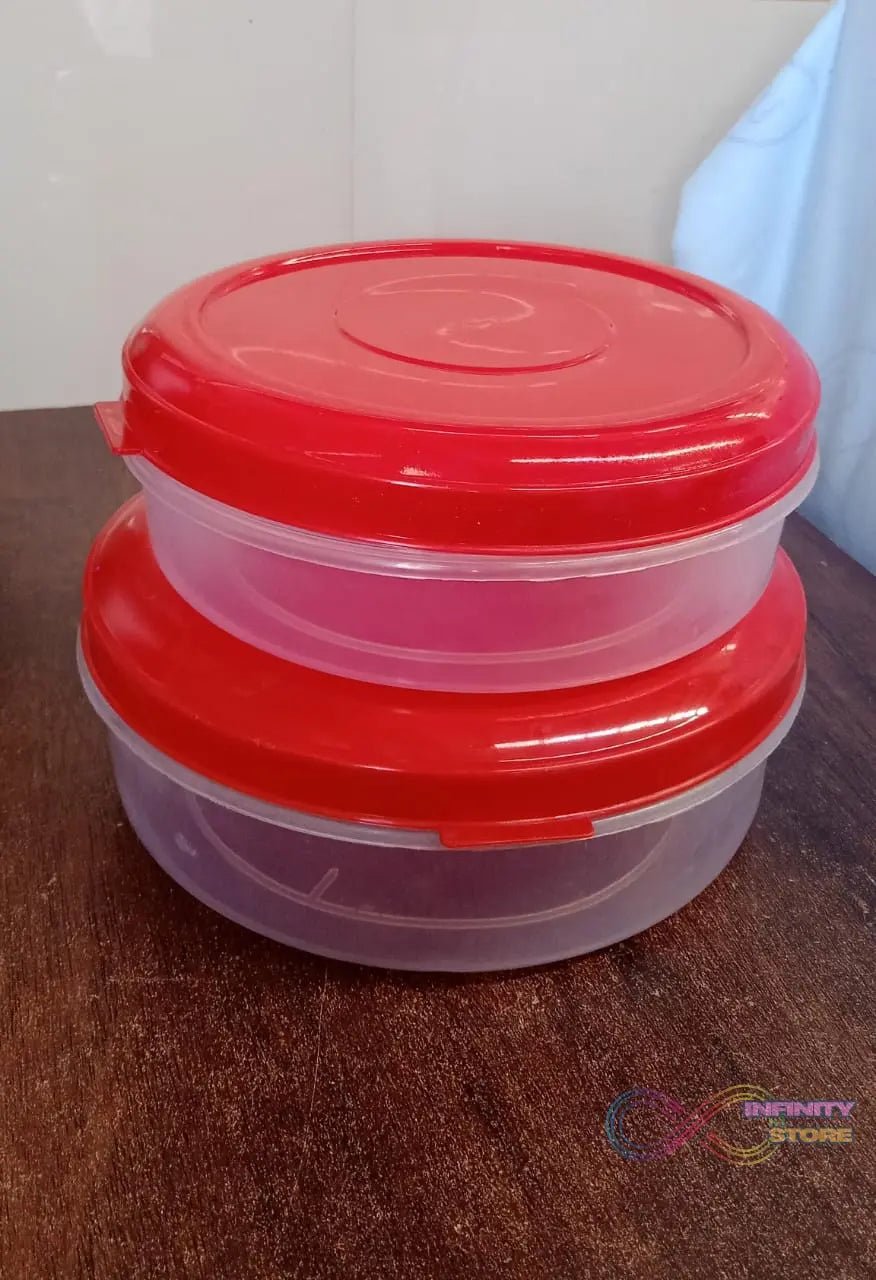 Round Plastic Big & Small Storage Container Box (PACK OF 2) - infinityexculsivestore.com