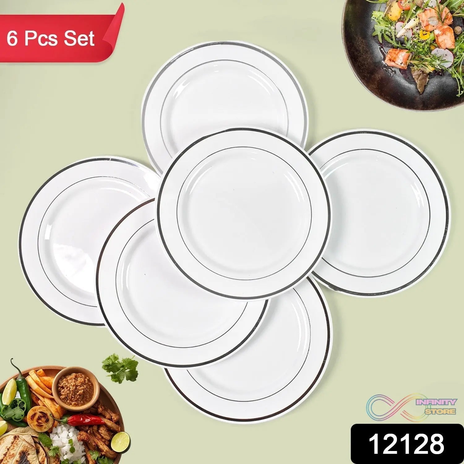 Round Plastic Dinner Plates Wedding Birthday Party Tableware Supplies (6 Pcs Set) - infinityexculsivestore.com