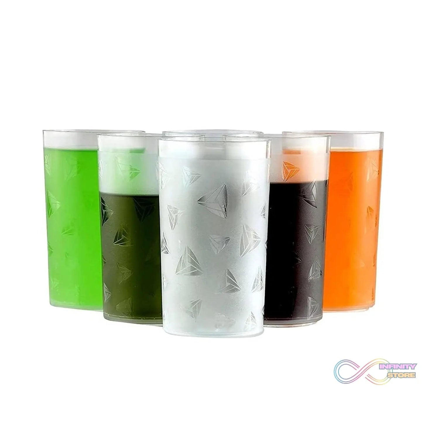 Round Plastic Water Glass Juice Beer Wine Plastic Unbreakable Transparent Glass Set ( 300ml 6pc ) (brown Box) - infinityexculsivestore.com