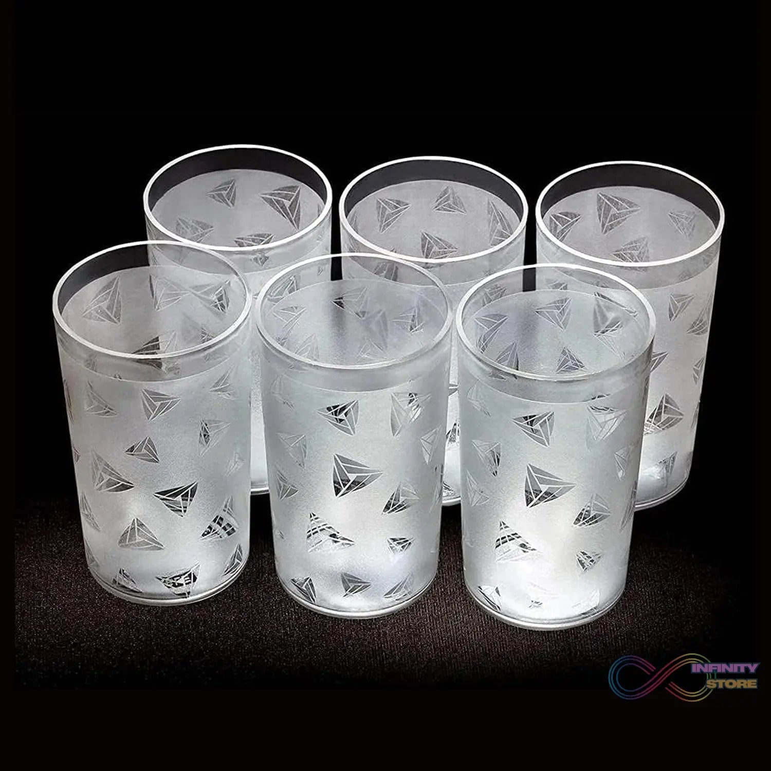 Round Plastic Water Glass Juice Beer Wine Plastic Unbreakable Transparent Glass Set ( 300ml 6pc ) (brown Box) - infinityexculsivestore.com