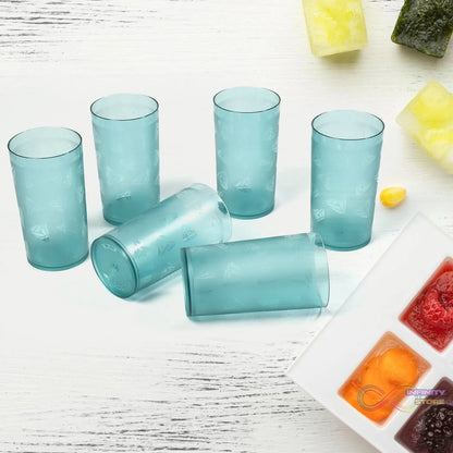 Round Plastic Water Glass Juice Beer Wine Plastic Unbreakable Transparent Glass Set ( 300ml 6pc ) - infinityexculsivestore.com