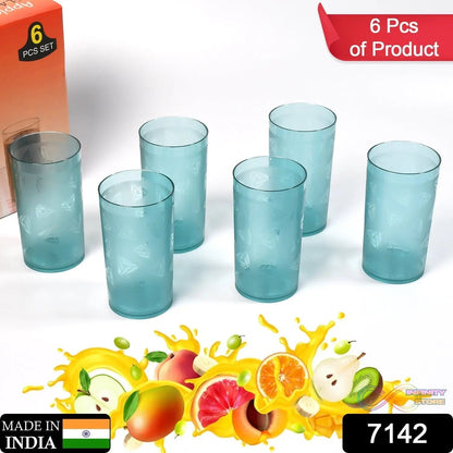 Round Plastic Water Glass Juice Beer Wine Plastic Unbreakable Transparent Glass Set ( 300ml 6pc ) - infinityexculsivestore.com