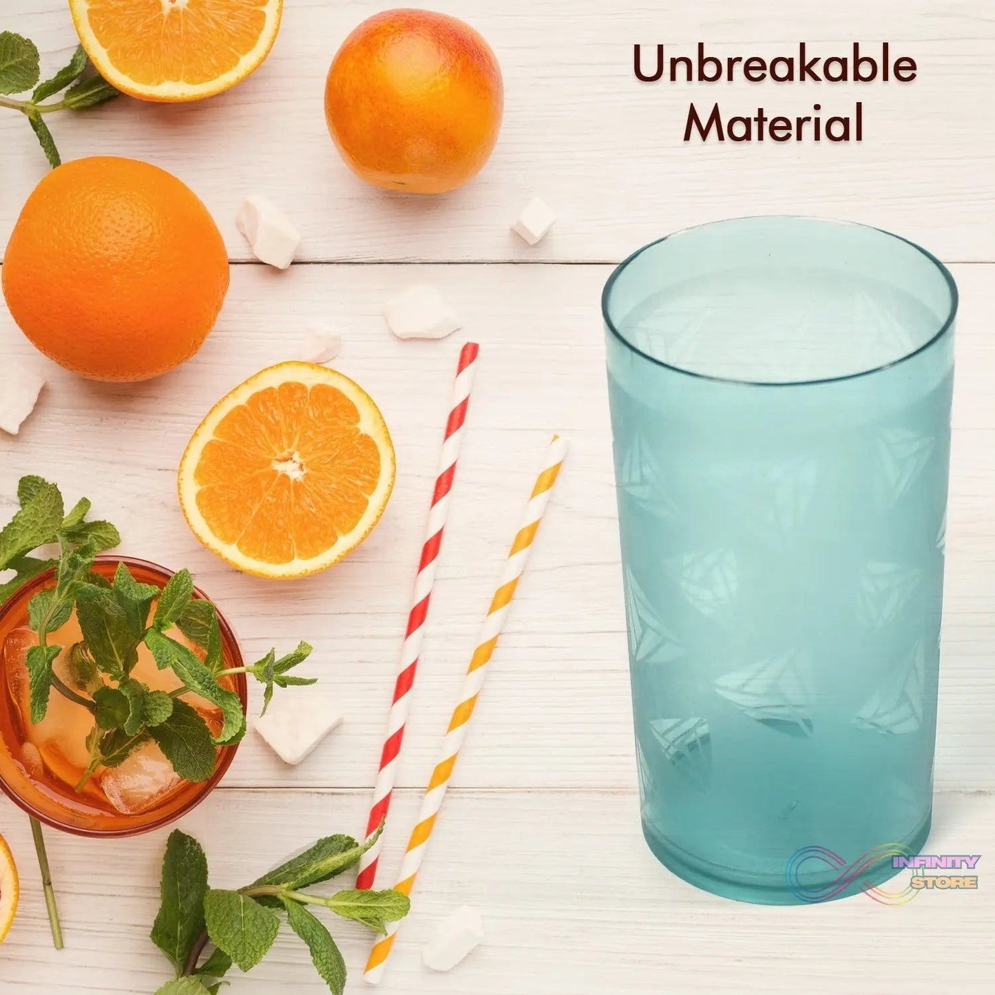 Round Plastic Water Glass Juice Beer Wine Plastic Unbreakable Transparent Glass Set ( 300ml 6pc ) - infinityexculsivestore.com