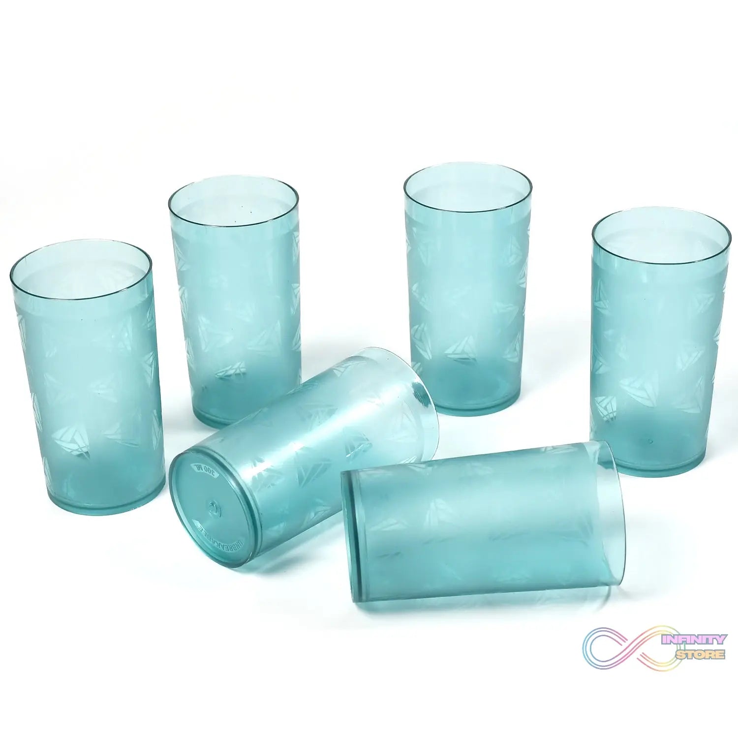 Round Plastic Water Glass Juice Beer Wine Plastic Unbreakable Transparent Glass Set ( 300ml 6pc ) - infinityexculsivestore.com