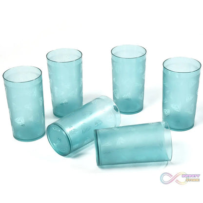 Round Plastic Water Glass Juice Beer Wine Plastic Unbreakable Transparent Glass Set ( 300ml 6pc ) - infinityexculsivestore.com