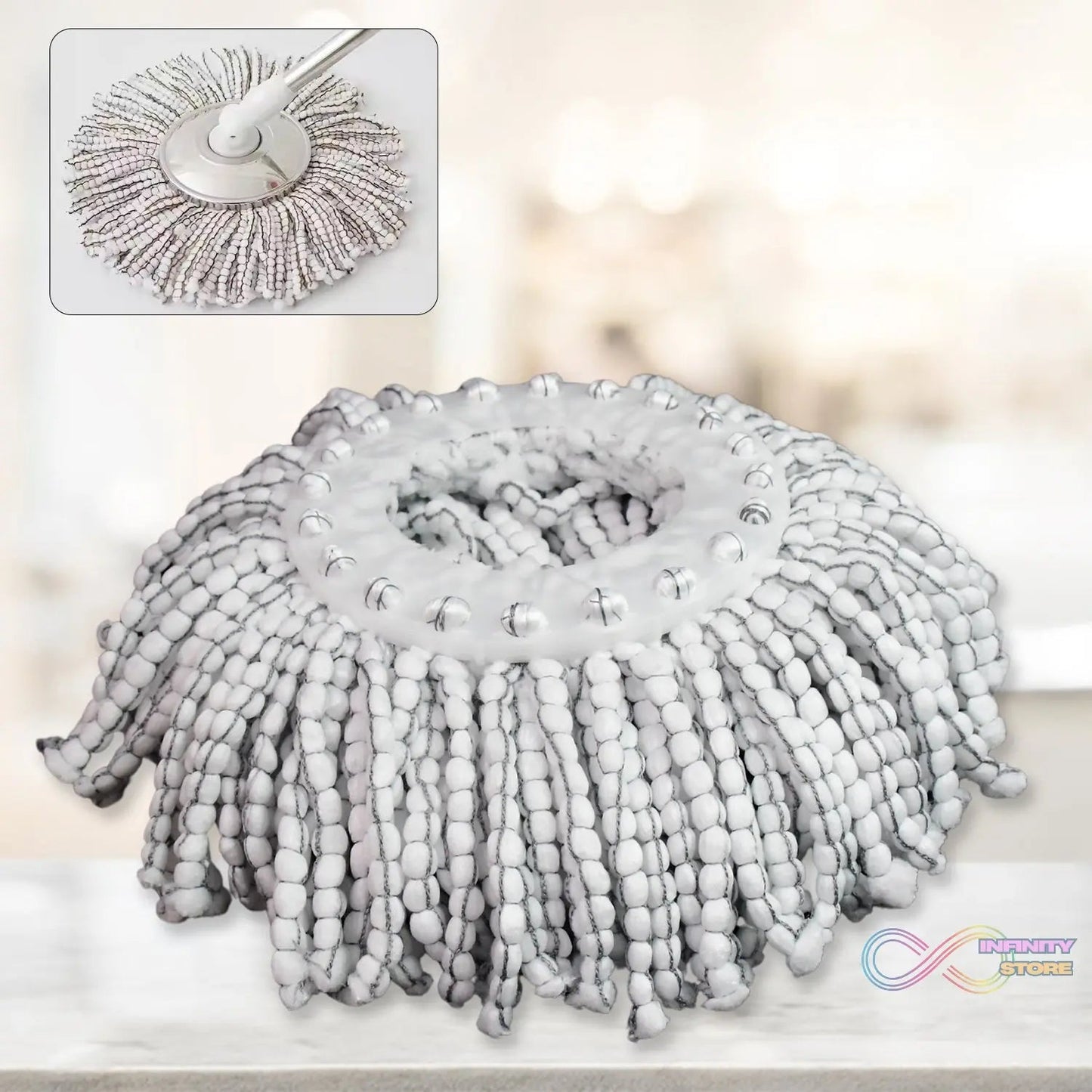 Round Shape Microfiber Spin Mop Replacement Head Refill (1 Pc) - infinityexculsivestore.com