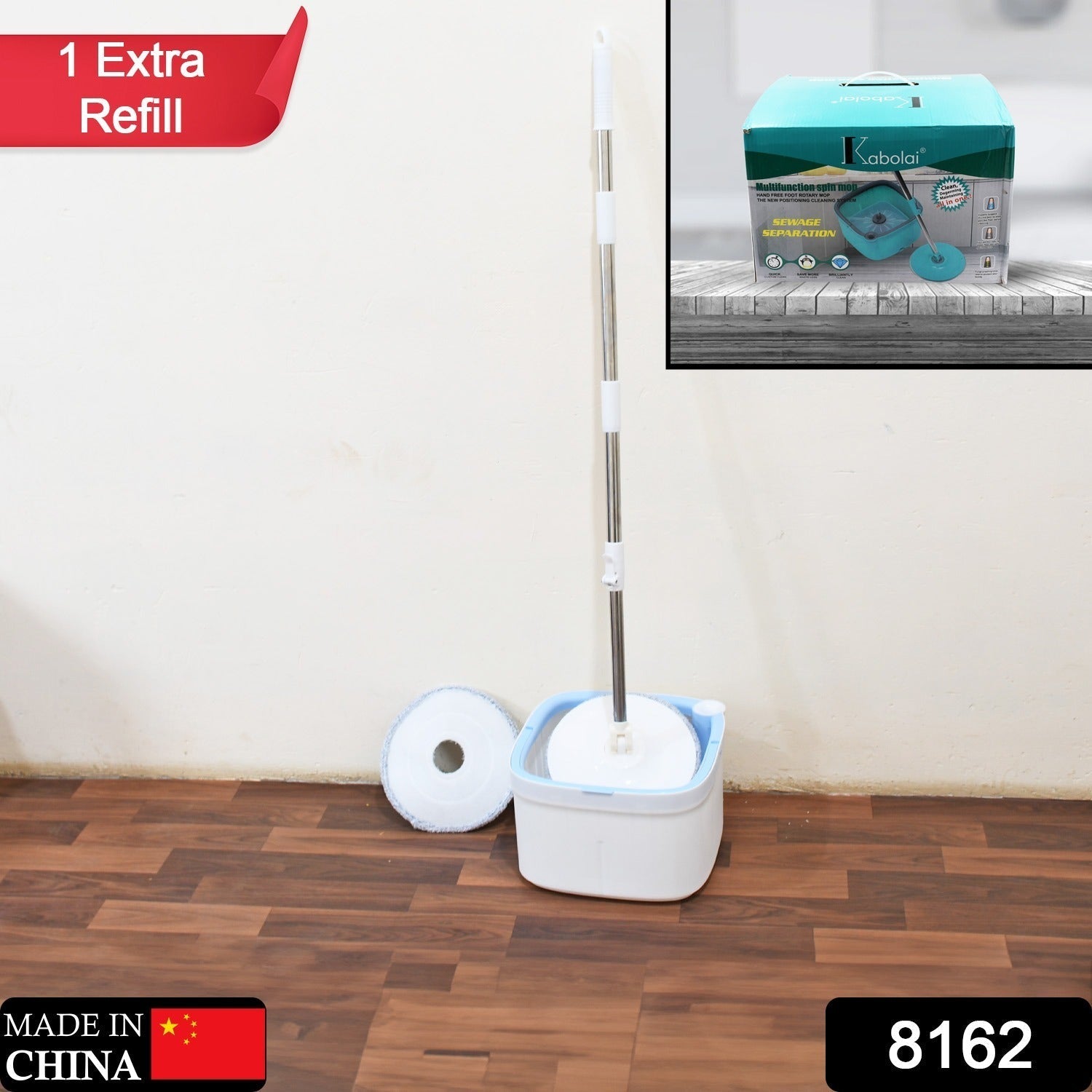 Round Shape Mop Head with 1 Pad Extra Clean Water Spin Mop with Separate Water Bucket, Suitable for All Types of Flooring, Separates Dirty and Clean Water, Wet - infinityexculsivestore.com