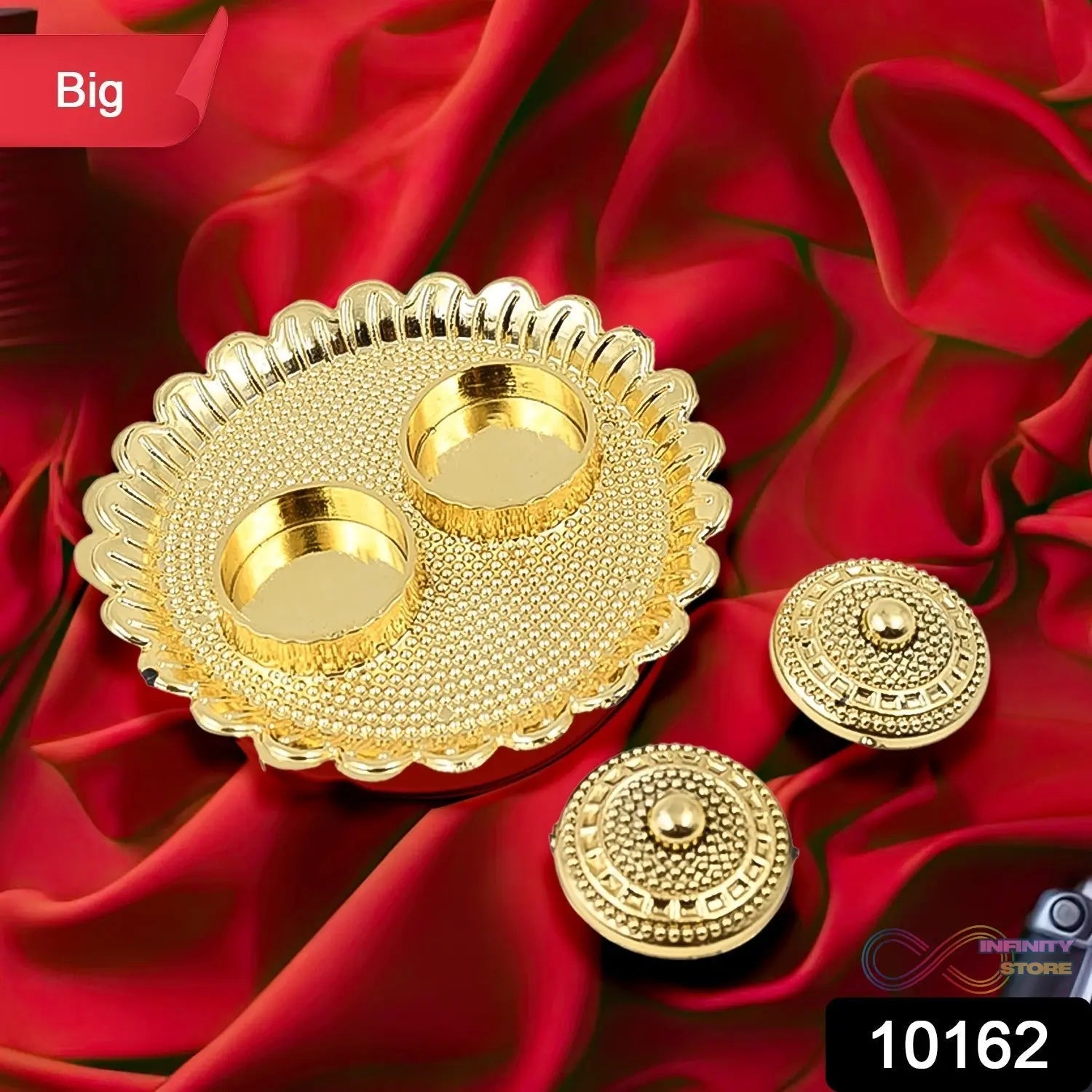 Round Shape Special Puja Thali, Kumkum Thali Holder (1 Pc / Big) - infinityexculsivestore.com