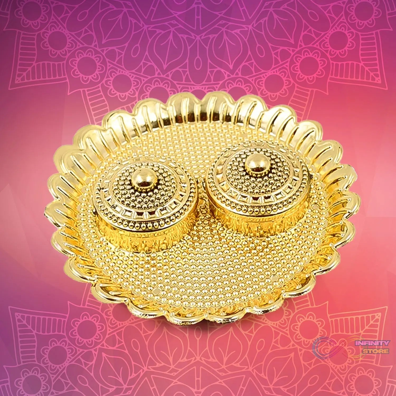 Round Shape Special Puja Thali, Kumkum Thali Holder (1 Pc / Big) - infinityexculsivestore.com
