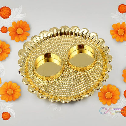 Round Shape Special Puja Thali, Kumkum Thali Holder (1 Pc / Big) - infinityexculsivestore.com