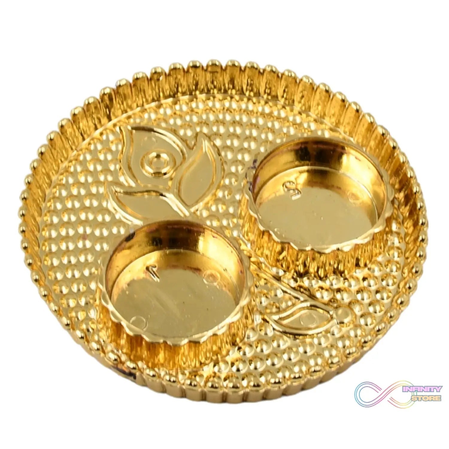Round Shape Special Puja Thali, Kumkum Thali Holder (1 Pc / Small) - infinityexculsivestore.com