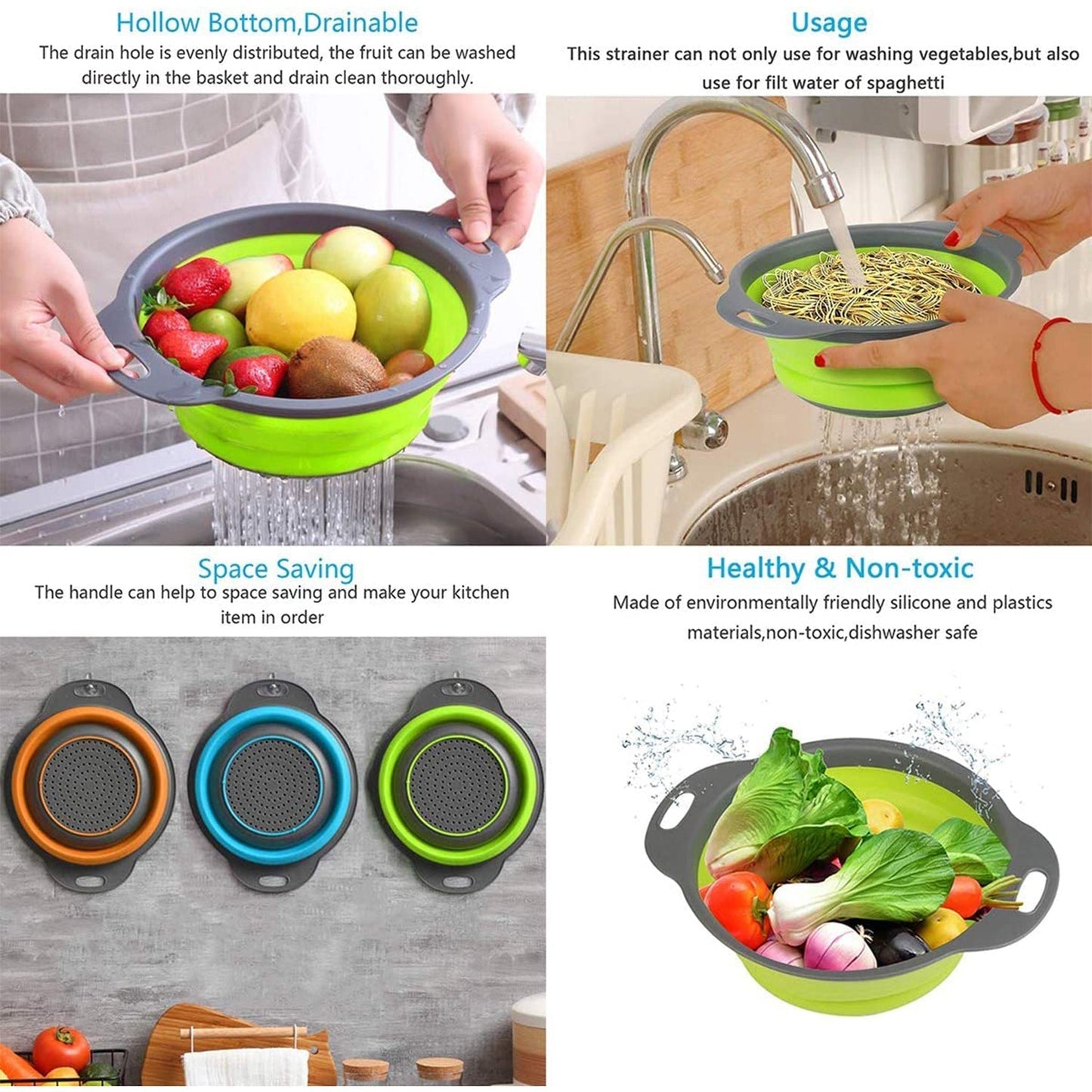 Round Sili Strain used in all kinds of household and official kitchen purposes as a Foldable utensil. - infinityexculsivestore.com
