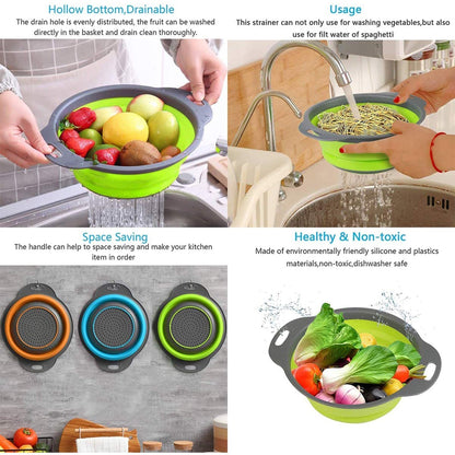 Round Sili Strain used in all kinds of household and official kitchen purposes as a Foldable utensil. - infinityexculsivestore.com