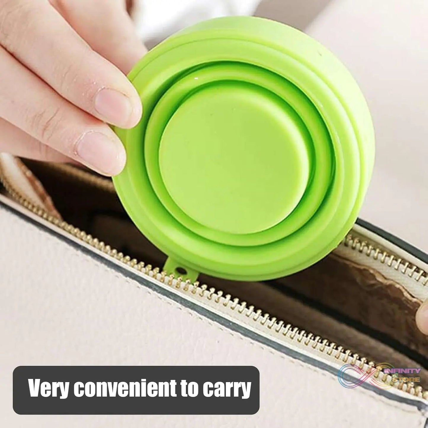 Round Silicone Foldable Glass / Cup, Foldable Travel Mug With Lid (1 Pc) - infinityexculsivestore.com