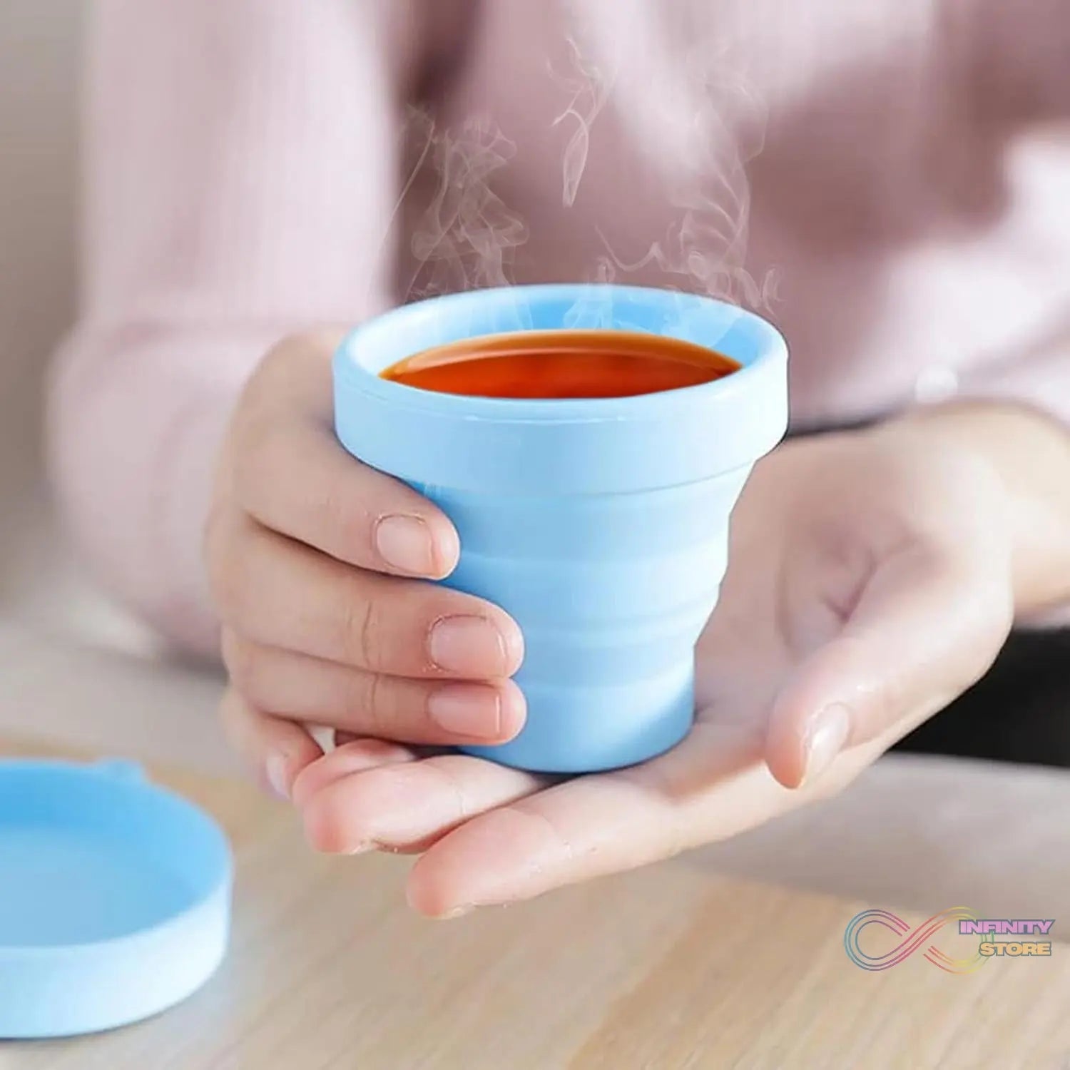 Round Silicone Foldable Glass / Cup, Foldable Travel Mug With Lid (1 Pc) - infinityexculsivestore.com