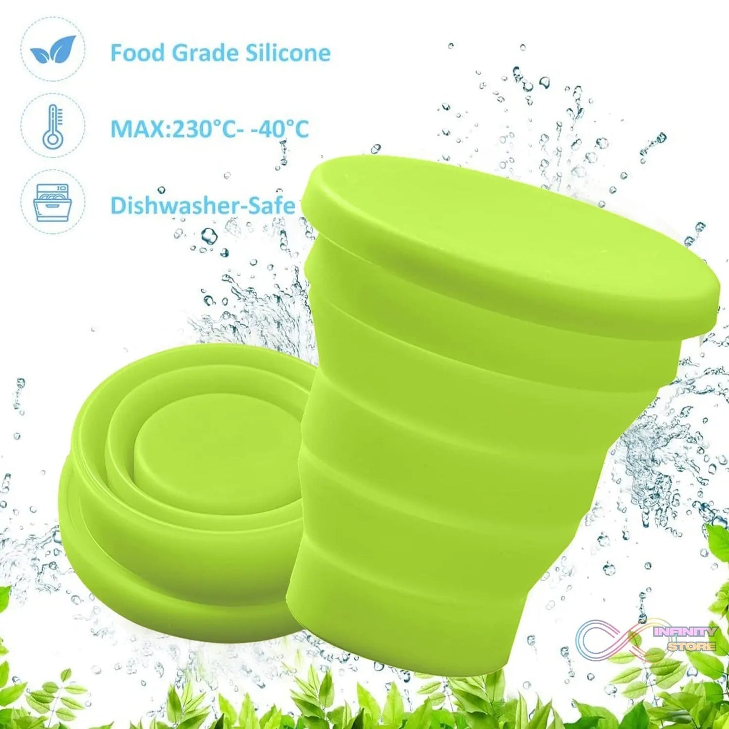 Round Silicone Foldable Glass / Cup, Foldable Travel Mug With Lid (1 Pc) - infinityexculsivestore.com