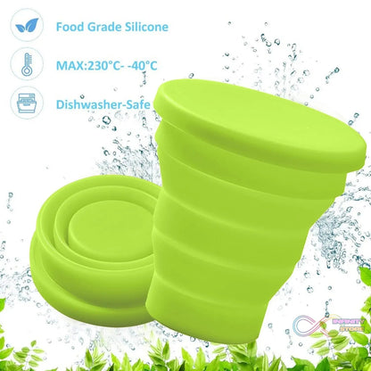 Round Silicone Foldable Glass / Cup, Foldable Travel Mug With Lid (1 Pc) - infinityexculsivestore.com