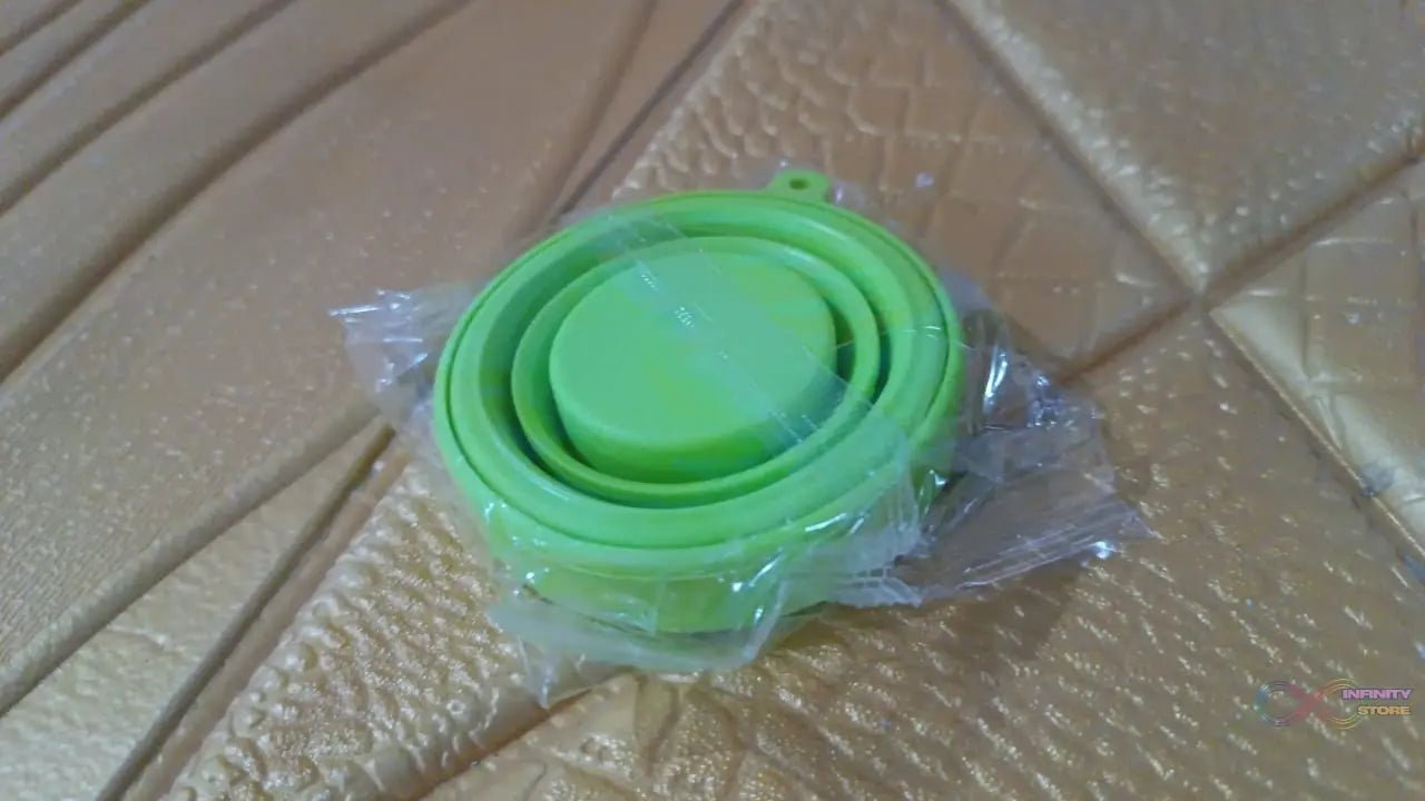 Round Silicone Foldable Glass / Cup, Foldable Travel Mug With Lid (1 Pc) - infinityexculsivestore.com