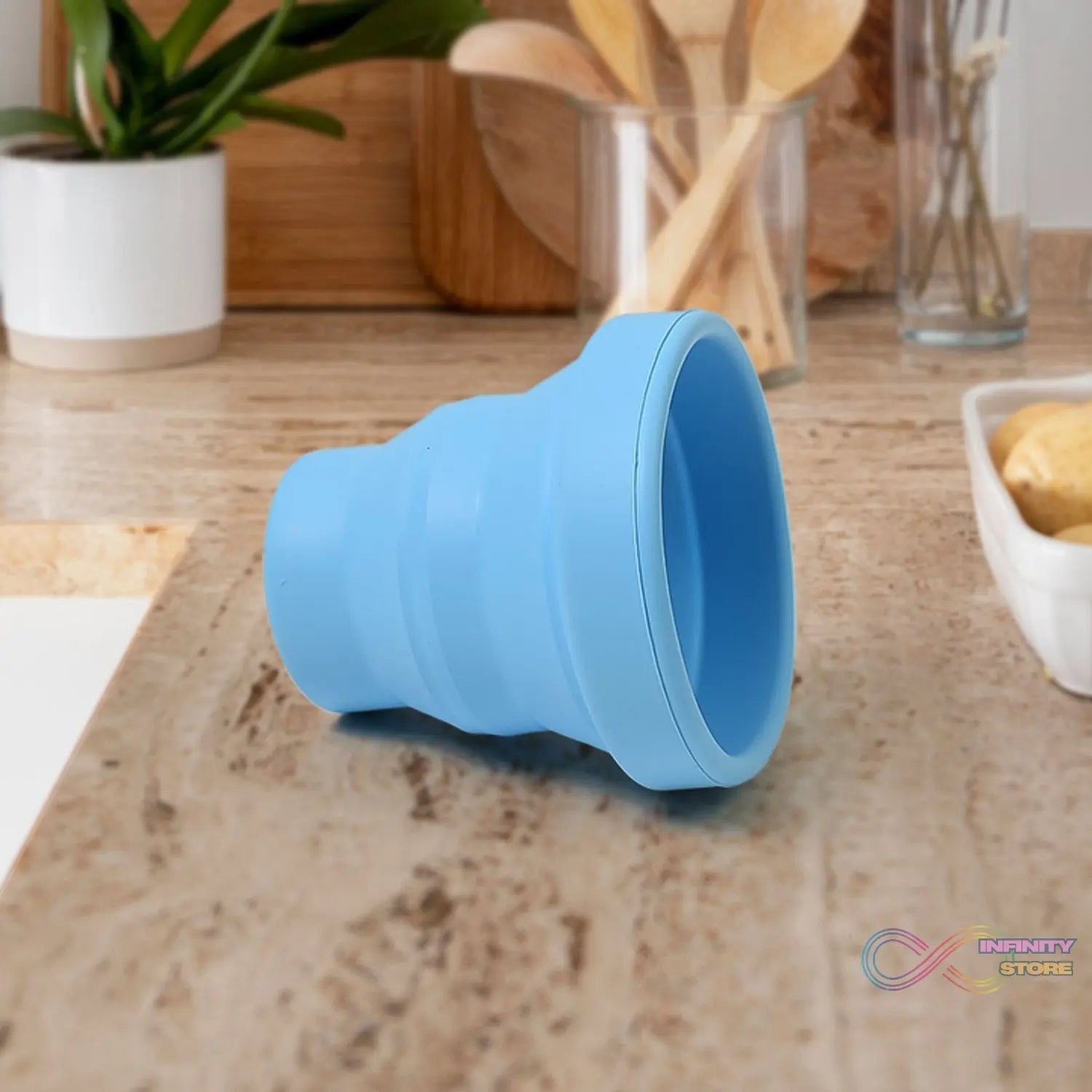 Round Silicone Foldable Glass, Foldable Travel Mug Without Lid (1 Pc) - infinityexculsivestore.com