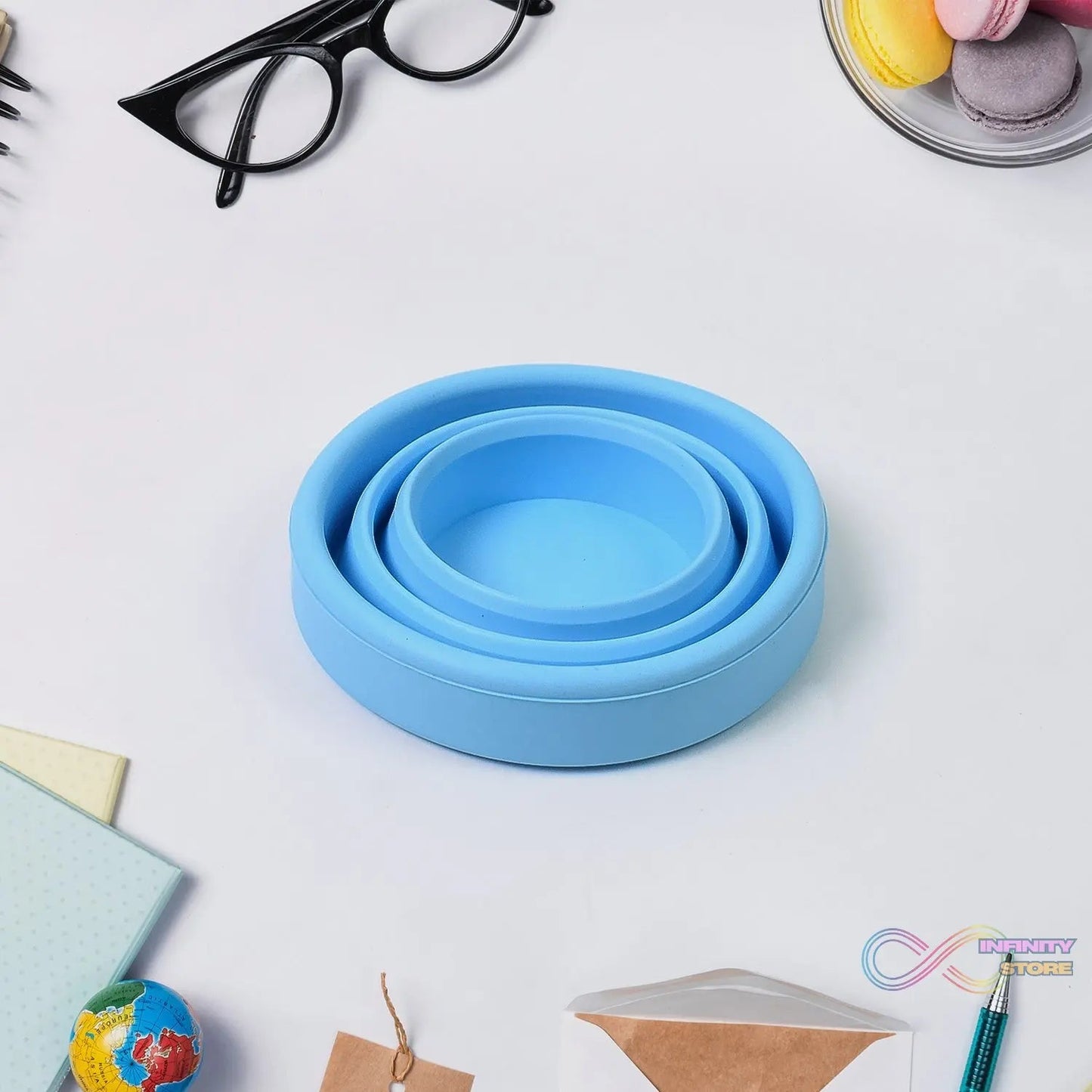 Round Silicone Foldable Glass, Foldable Travel Mug Without Lid (1 Pc) - infinityexculsivestore.com