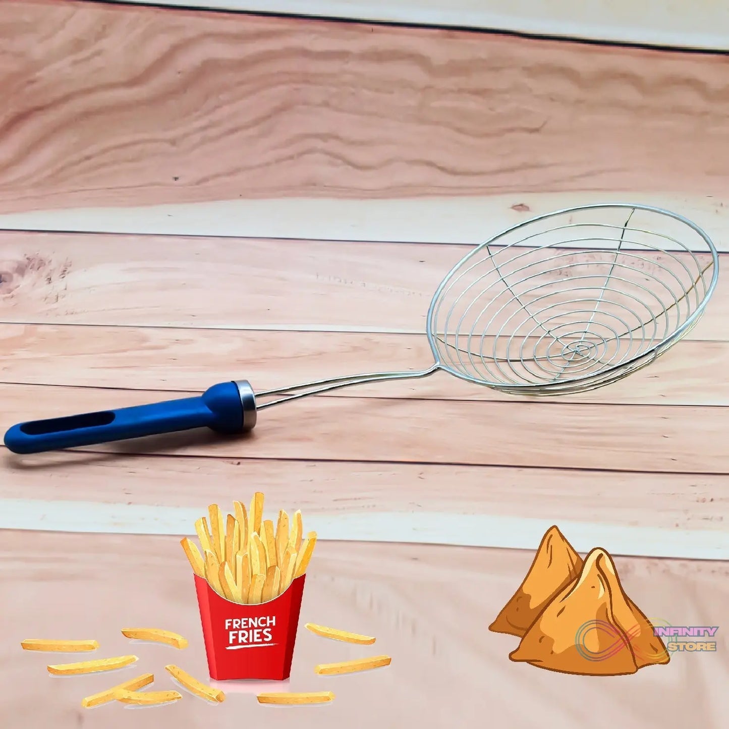 Stainless steel deep fry strainer