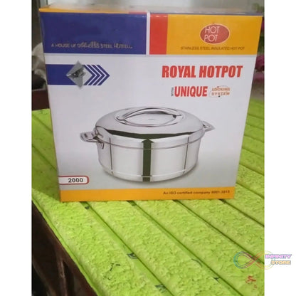 Royal Unique Hot Pot Stainless Steel Insulated Serving Casserole with Lid Handle (2000 ML) - infinityexculsivestore.com