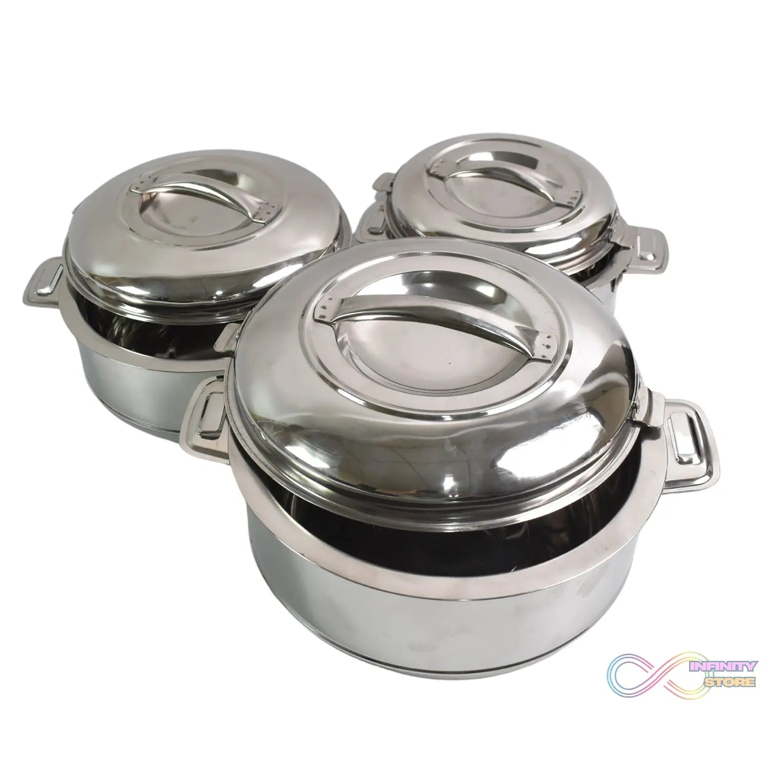 Royal Unique Hot Pot Stainless Steel Insulated Serving Casserole with Lid & Handle (3 pcs Set) - infinityexculsivestore.com