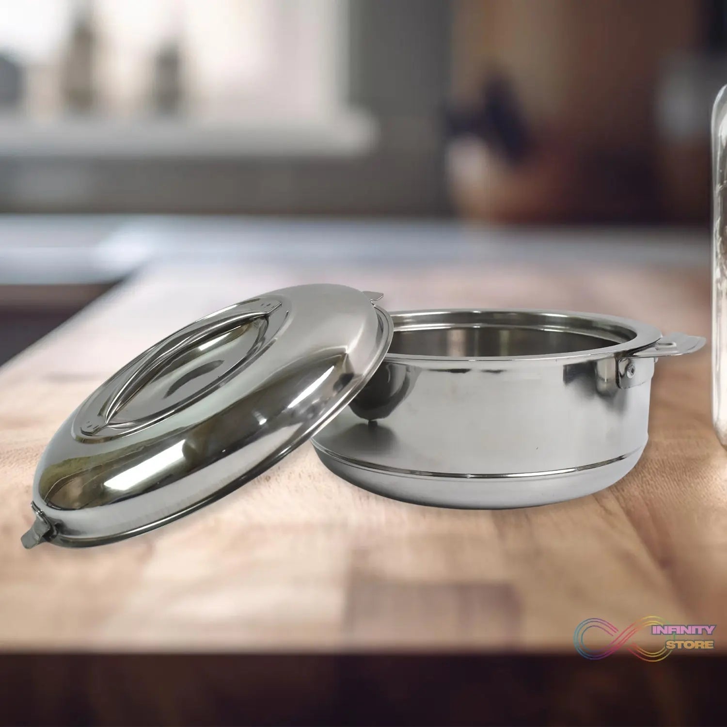 Royal Unique Hot Pot Stainless Steel Insulated Serving Casserole with Lid & Handle (3 pcs Set) - infinityexculsivestore.com