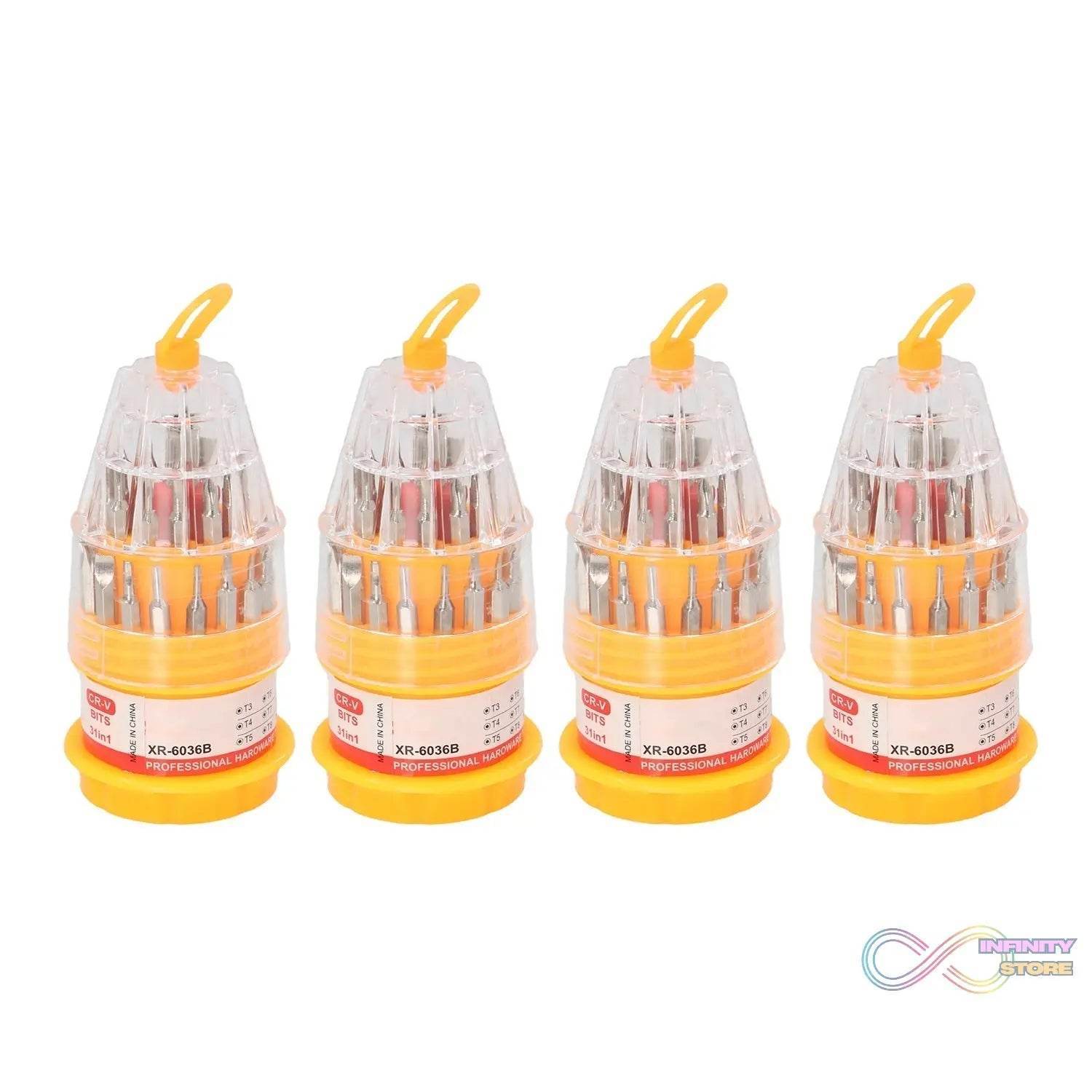(SET OF 4PC) SCREWDRIVER SET, STEEL 31 IN 1 WITH 30 SCREWDRIVER BITS, PROFESSIONAL MAGNETIC DRIVER SET - infinityexculsivestore.com