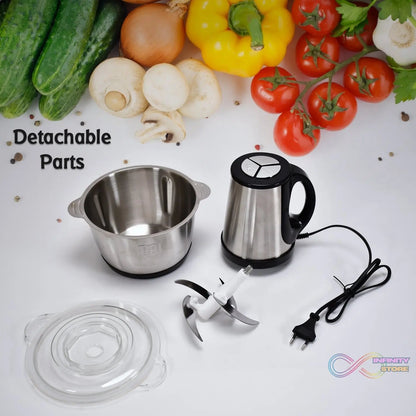 STAINLESS STEEL ELECTRIC MEAT GRINDERS WITH BOWL HEAVY FOR KITCHEN FOOD CHOPPER, MEAT, VEGETABLES, ONION , GARLIC SLICER DICER, FRUIT & NUTS BLENDER (2L, 250WATTS) - infinityexculsivestore.com