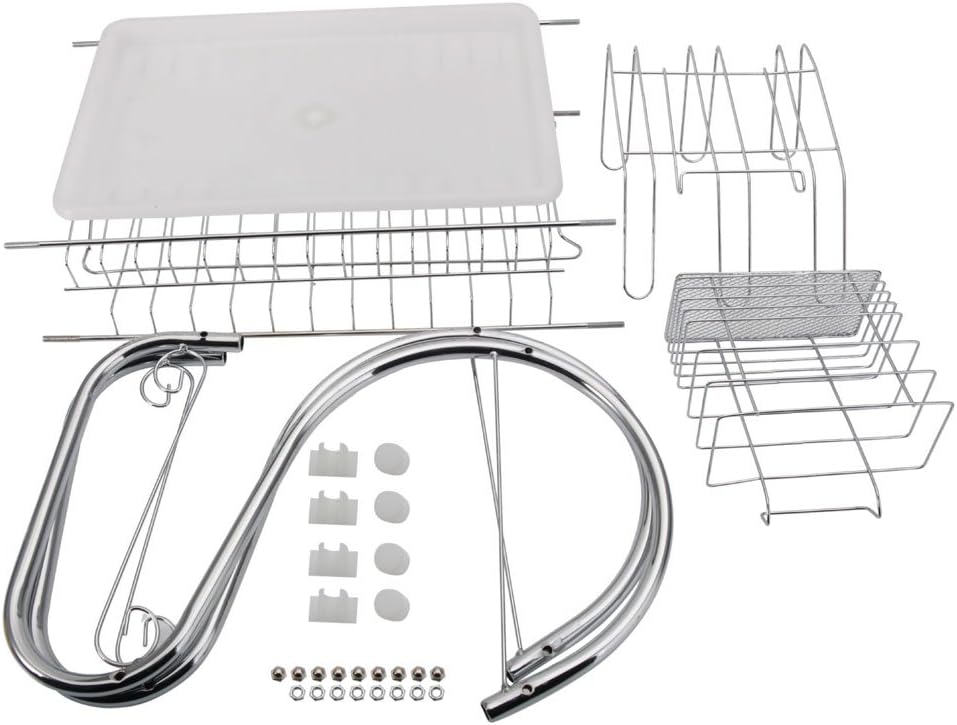 STAINLESS STEEL RECTANGLE DISH DRAINER RACK / BASKET WITH DRIP TRAY - infinityexculsivestore.com