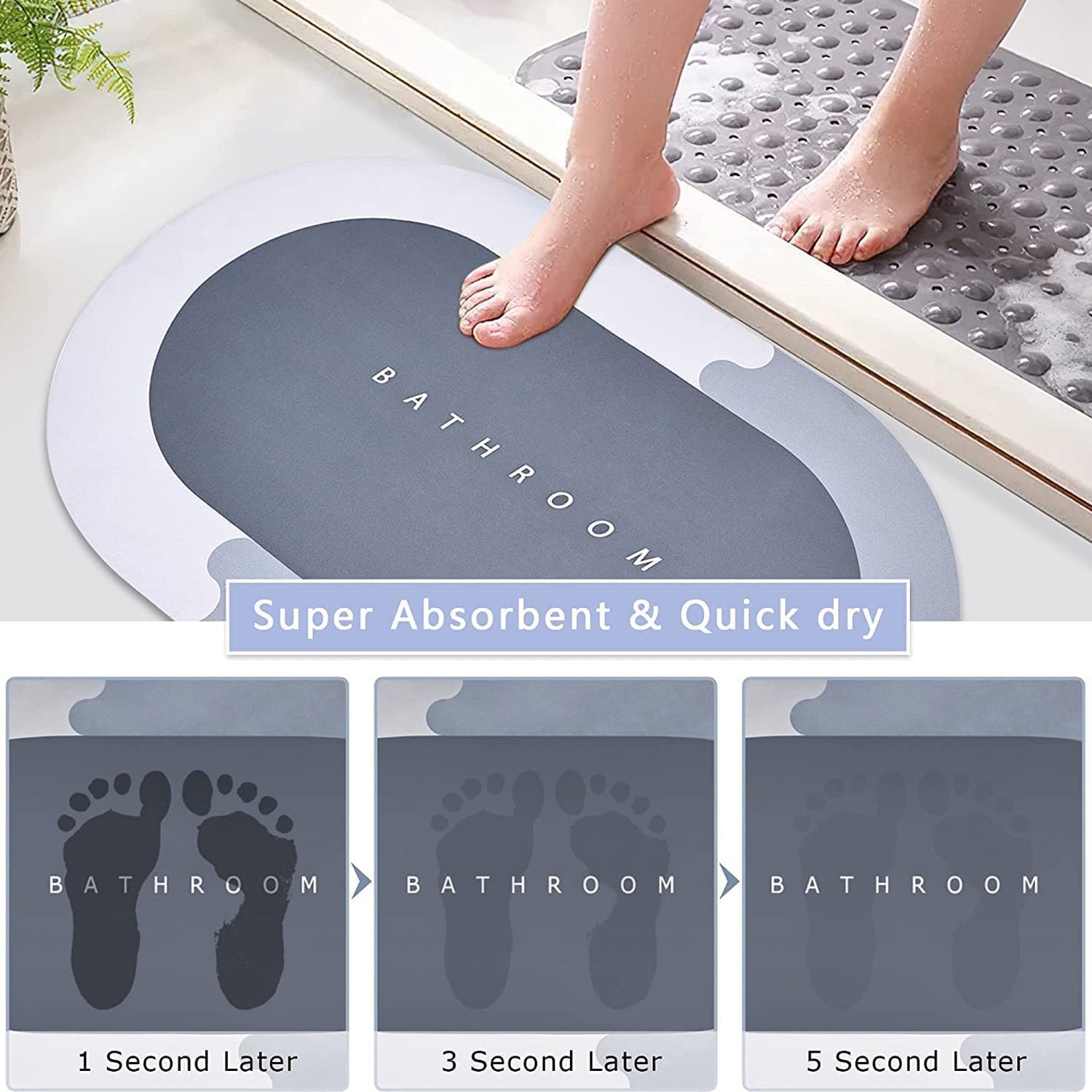 SUPER ABSORBENT FLOOR MAT, BATH MAT, SOFT CARPET, SLIP - RESISTANT BATHING ROOM RUG FLOOR DOOR MAT, INSTANT DRYING MAT, BATHROOM RUG, ABSORBENT BATH MAT - infinityexculsivestore.com