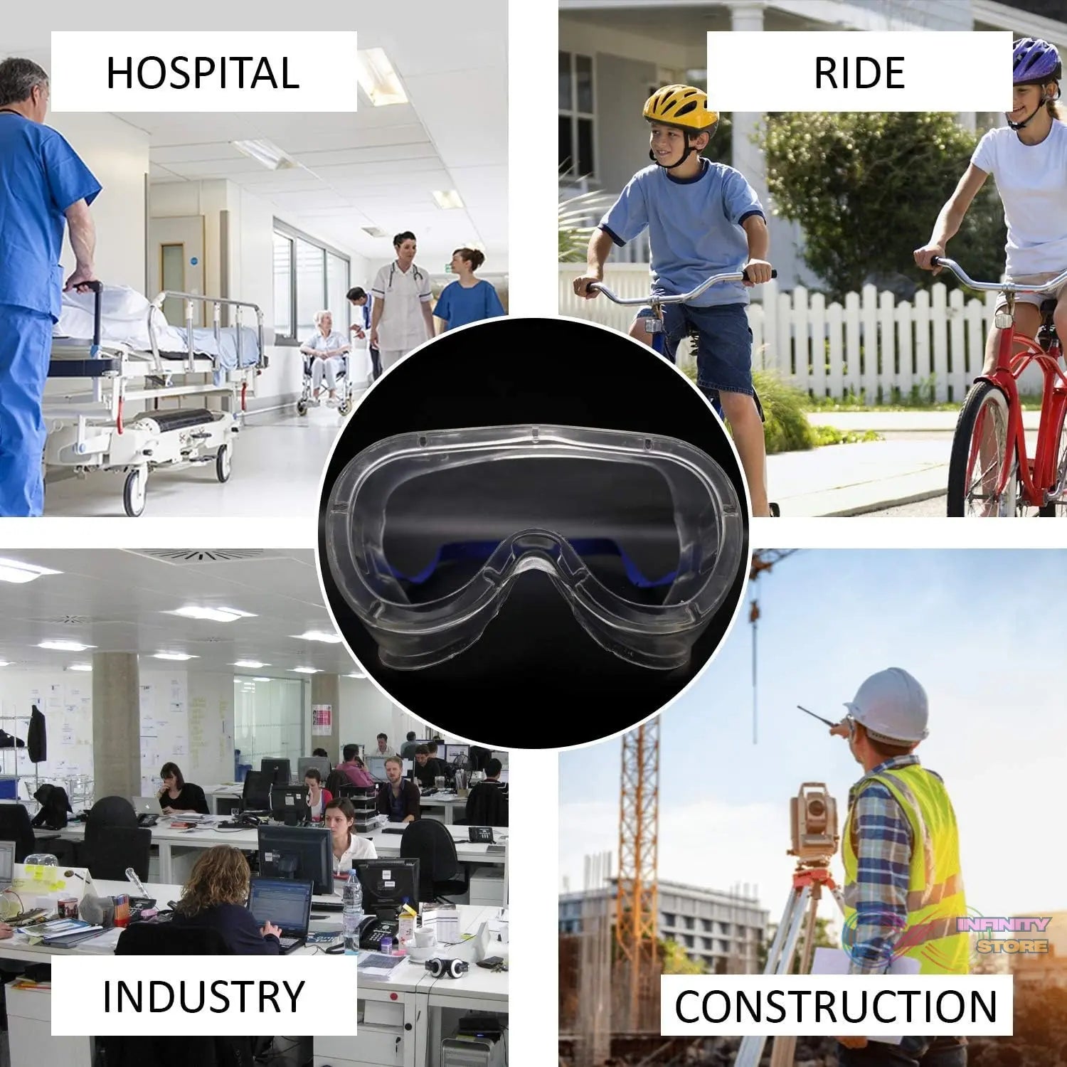 Safety Goggles, Technic Safety Goggles Protection for Classroom Home & Workplace Prevent The Impact of Dust Droplets Gas Protection Glass - infinityexculsivestore.com