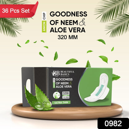 Sanitary Pads for Women With Goodness of Neem & Aloe Vera | Ultra Thin | Leakage Protection | PH Balance | With Antibacterial Anion Chip | 5X More Absorbance (320 mm / 36 Pads) - infinityexculsivestore.com