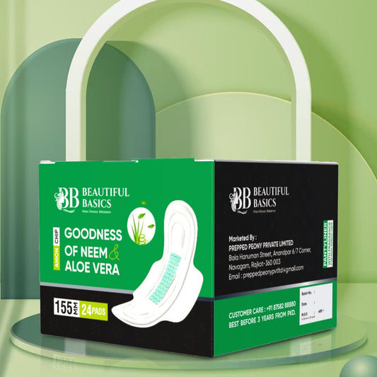 Sanitary Pantyliner with Neem & Aloe Vera, Ultra Thin, PH Balanced, Antibacterial (24 Pads, 155mm) - infinityexculsivestore.com