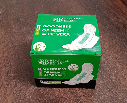 Sanitary Pantyliner with Neem & Aloe Vera, Ultra Thin, PH Balanced, Antibacterial (24 Pads, 155mm) - infinityexculsivestore.com