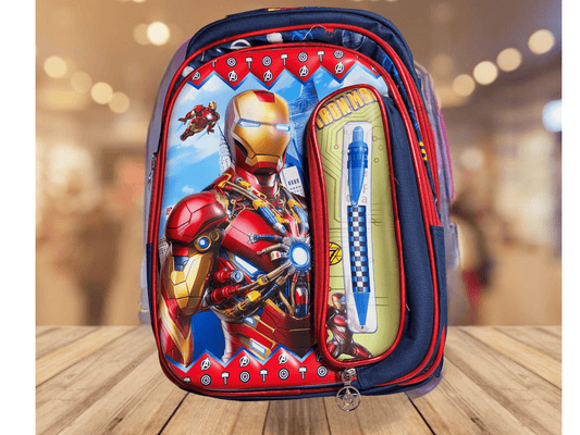 School Bag - Printing 2 Compartment Cartoon Character Backpack Light - Weight (Iron Man) Item - infinityexculsivestore.com
