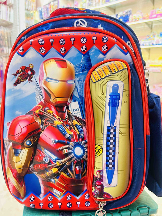 School Bag - Printing 2 Compartment Cartoon Character Backpack Light - Weight (Iron Man) Item - infinityexculsivestore.com