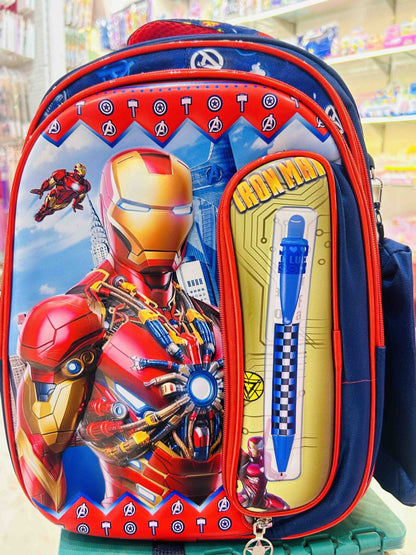 School Bag - Printing 2 Compartment Cartoon Character Backpack Light - Weight (Iron Man) Item - infinityexculsivestore.com
