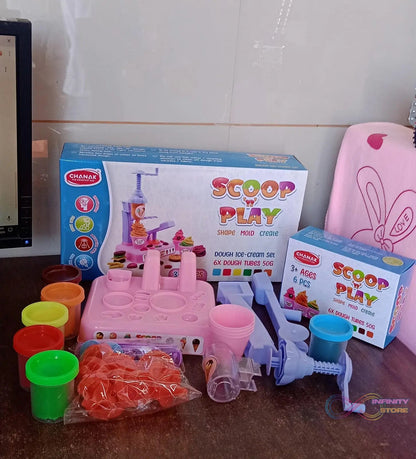Scoop and Play Set, Color Dough for Kids Play Toys, Ice Cream Maker Machine (36 Pcs Set) - infinityexculsivestore.com