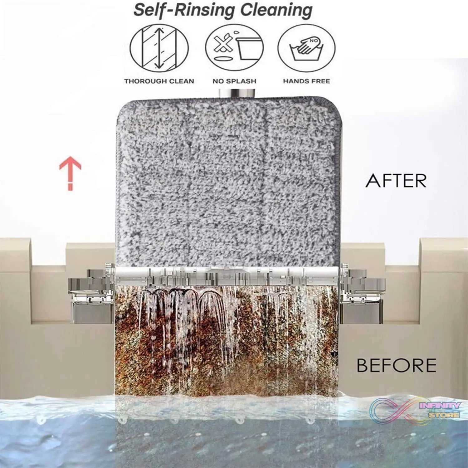 Scratch Cleaning MOP with 2 in 1 SELF Clean WASH Dry Hands Free Flat Mop - infinityexculsivestore.com