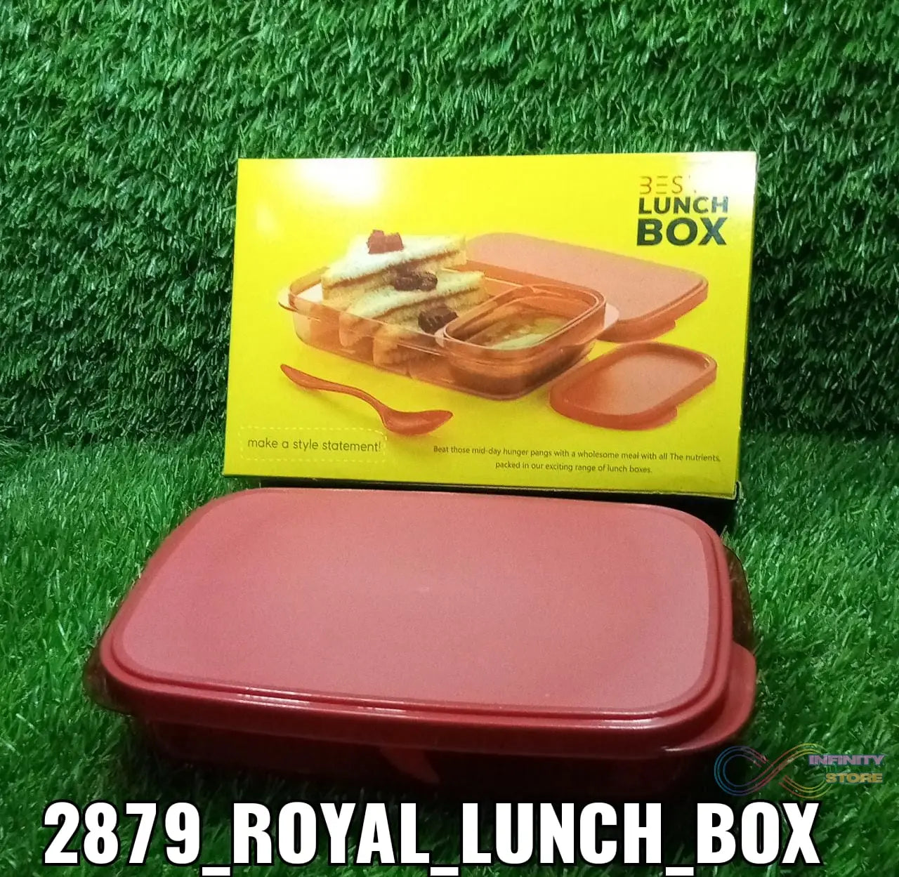 Rectangular lunch box with 2 containers