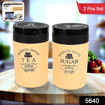 Accurate Seal Tea Sugar Coffee Container, Plastic Damru Shaped Tea, Coffee, Sugar Canisters Jar, New Airtight Food Seal Containers for Salt, Dry Fruit, Grocery 2 Section (800 ML Approx) - infinityexculsivestore.com