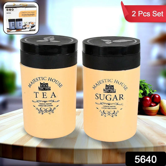 Accurate Seal Tea Sugar Coffee Container, Plastic Damru Shaped Tea, Coffee, Sugar Canisters Jar, New Airtight Food Seal Containers for Salt, Dry Fruit, Grocery 2 Section (800 ML Approx) - infinityexculsivestore.com